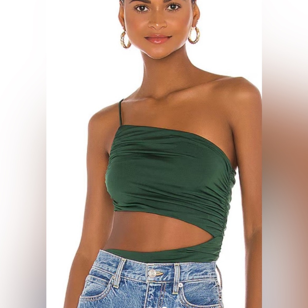 Superdown green asymmetrical bodysuit size small NWT